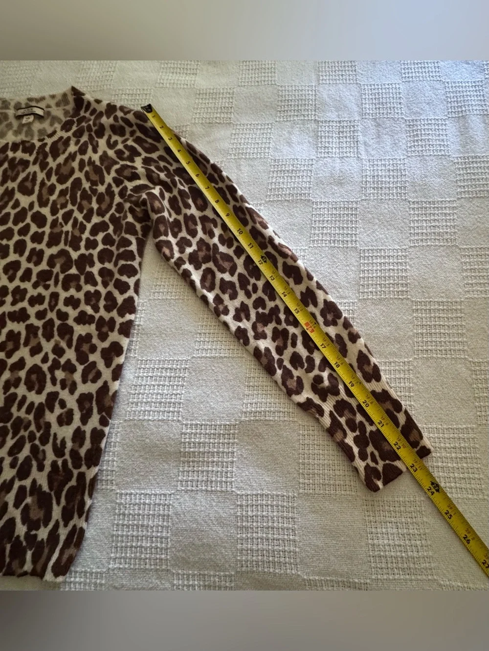 J. Crew Brown and White Leopard Print Crewneck Sweater